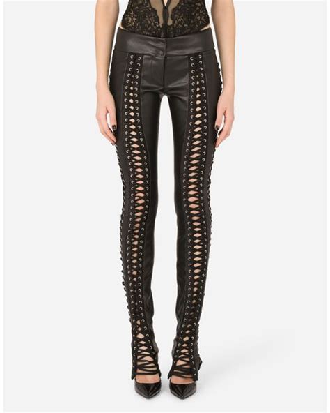 dolce gabbana lace pants|dolce and gabbana leather pants.